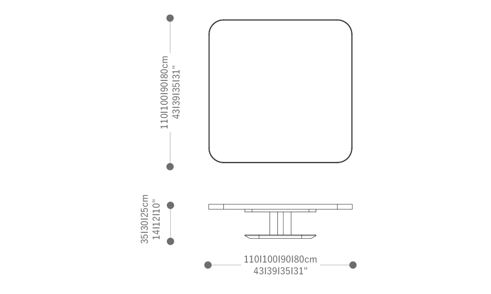 Image of the main dimensions of the product